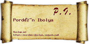 Pordán Ibolya névjegykártya